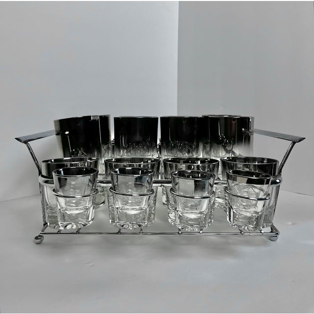 Vintage ombre glassware set with caddy by Queens Lusterware. Extra Dimensions: All in caddy: 17.75 x 15 x 6.5h Tails:...