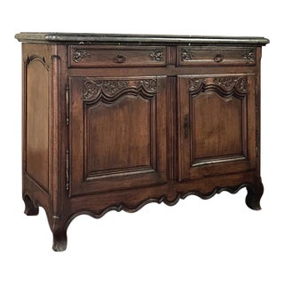 19th Century County French Walnut Buffet With Black Marble Top For Sale