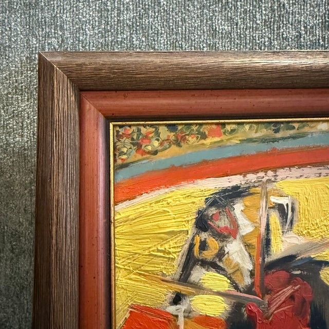 Petite Mid Century Abstract Bull Fighting Painting For Sale In New York - Image 6 of 8