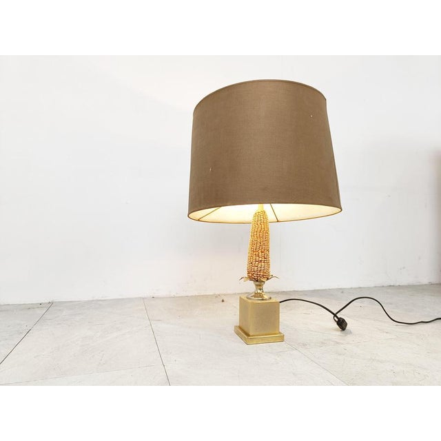 Metal Vintage French Corn Table Lamp, 1970s For Sale - Image 7 of 8