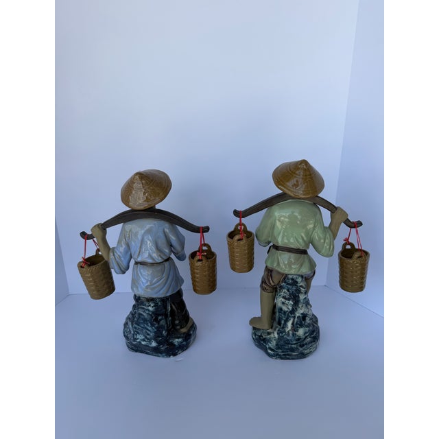 Vintage Chinoiserie Farmer Figurines, Pair For Sale - Image 4 of 10