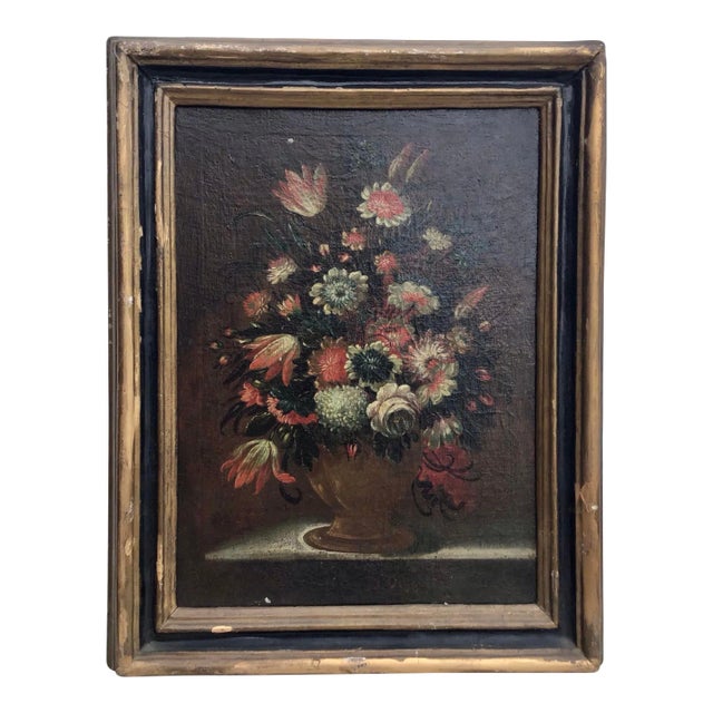 Antique Old Master Floral Still Life Oil Painting Flowers 18th Century Italian For Sale