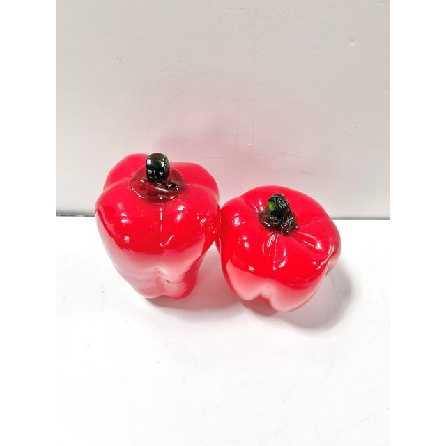 Yellow Vintage Blown Art Glass Bell Peppers, Red Yellow & Green, Set of 7 For Sale - Image 8 of 8
