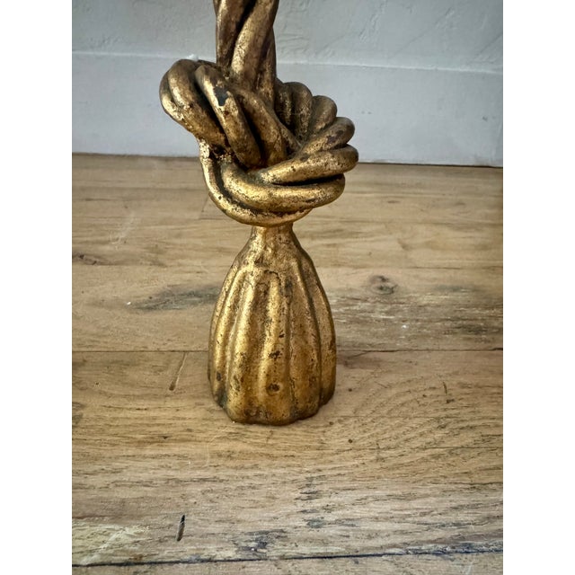 1950s 1950s Hollywood Regency Gilt Iron Side Chair With Rope & Tassel Design For Sale - Image 5 of 6