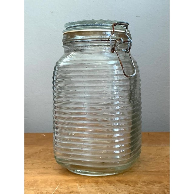 Vintage Ribbed Glass Storage Jar For Sale In West Palm - Image 6 of 12
