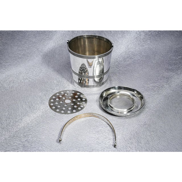 1960s Classic Vintage Mid Century Modern MCM Banded Silverplate Ice Bucket Barware Home Decor For Sale - Image 17 of 17