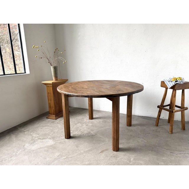 Brutalist Round Table in Oak, 1950s For Sale - Image 15 of 18