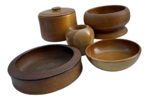 Vintage Turned Wood Bowls - Set of 5