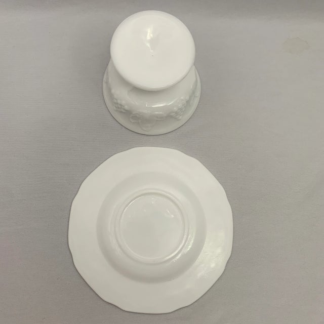 Milk Glass Grape Harvest Dessert Plate & Compote Set- 8 Pieces For Sale In New York - Image 6 of 7