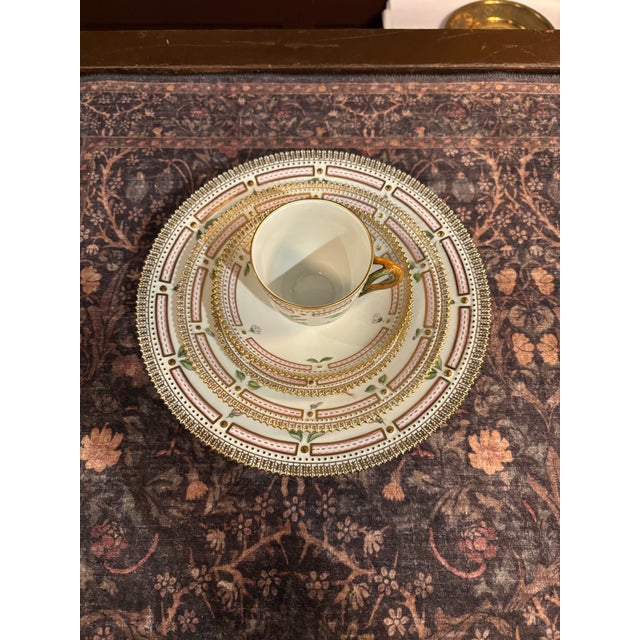 Rare Vintage Royal Copenhagen Flora Danica Porcelain Place Setting – Hand-Painted Botanical Service (5 Pieces) [Sp] For Sale In Seattle - Image 6 of 12