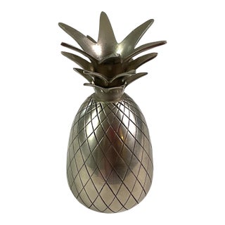 Vintage Polished Pewter Pineapple Shaped Candle Holder For Sale