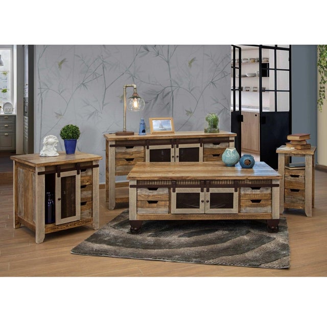 Wood Bayshore Sliding Door 8 Drawer Coffee Table For Sale - Image 7 of 7