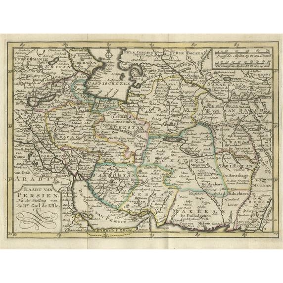 Map of Persia with Original Border Coloring, 1745 For Sale - Image 6 of 6