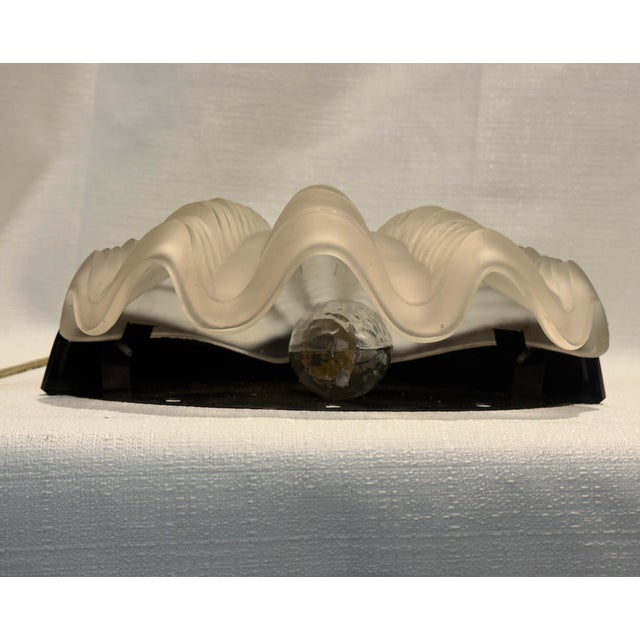 1980s 1980s Frosted Glass Clamshell Sconce by Turtle and Crane - René Lalique Art Deco Homage For Sale - Image 5 of 11