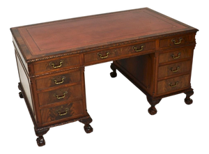 Antique Chippendale Pedestal Desk, 1900s