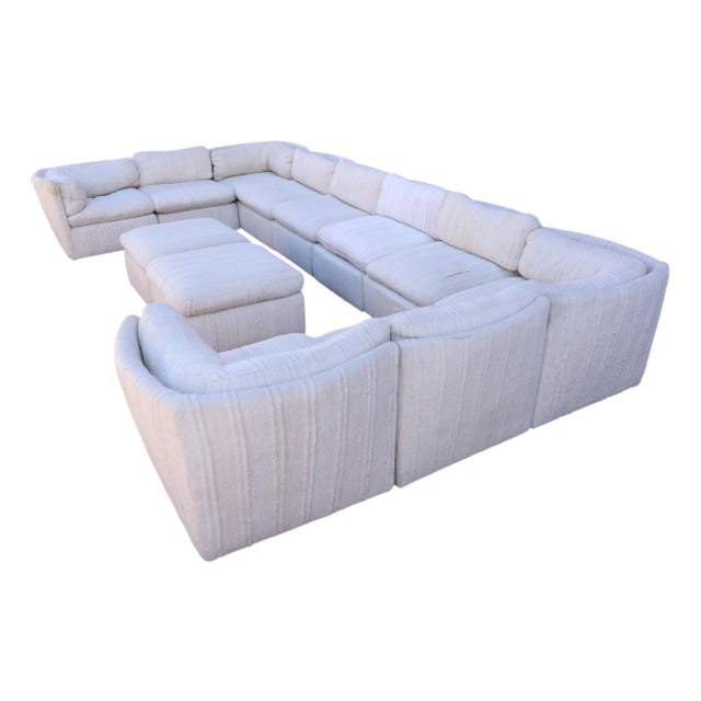 Milo Baughman Thayer Coggin 12 Piece Scallop Back Pit Sectional Sofa For Sale