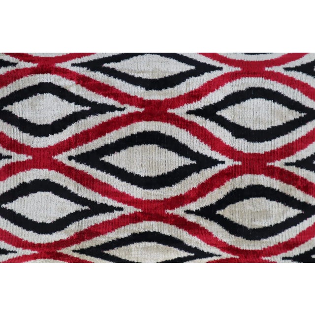 Textile Canvello Geometric Red Black White Handmade Velvet Throw Pillow & Down Insert For Sale - Image 7 of 12