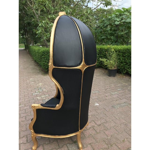 French Black Leather Balloon Chair Chairish