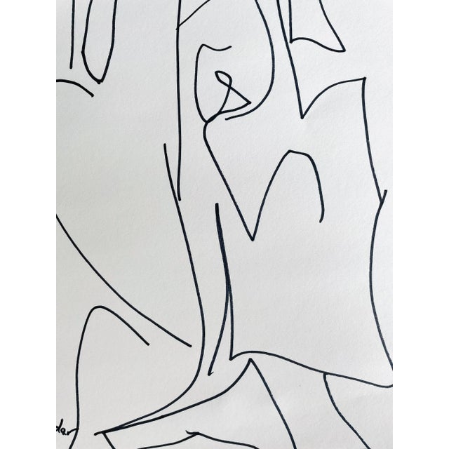 Figurative Post-Modern Figurative Drawing by Erik Sulander in Ink on Paper, Signed, Framed. For Sale - Image 3 of 6