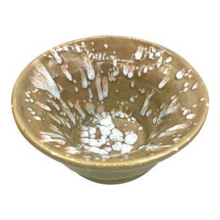 Circa 2001 Signed Studio Pottery Speckled Stoneware Bowl For Sale