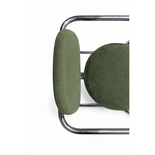 Metal Space Age Chairs with Green Upholstery, 1970s, Set of 2 For Sale - Image 7 of 10