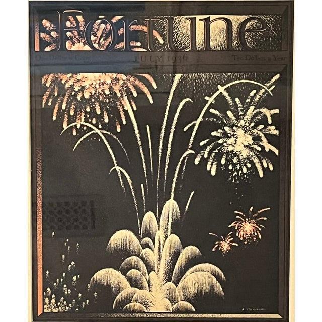 Art Deco Fortune Magazine cover July 1936, framed and matted. This is an original cover, not a re-print or copy. The cover...