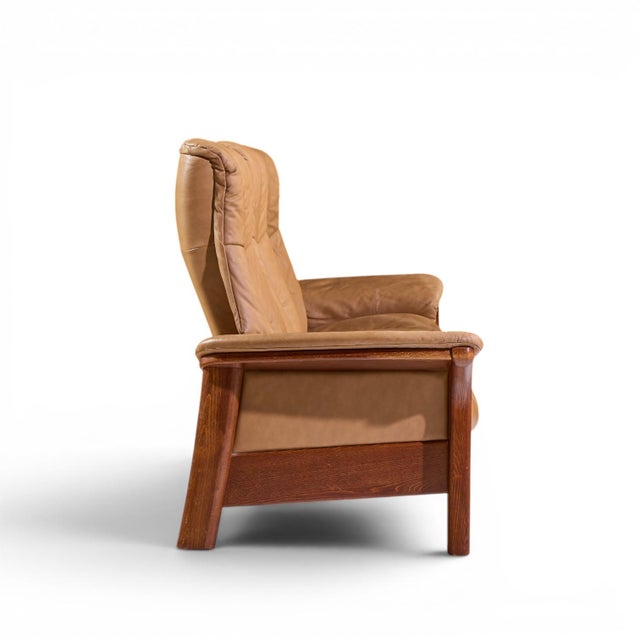 Brown Ekornes Stressless Mid Century Buckingham Leather Reclining Sofa For Sale - Image 8 of 10
