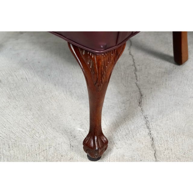 1970’s Chippendale Style Leather Wingback Chairs - A Pair For Sale - Image 11 of 12