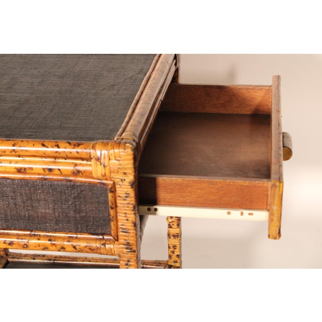 Pair of Aesthetic Movement Style Rattan, Metal and Canvas Side Tables For Sale - Image 13 of 13