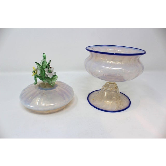 Traditional Vintage 1940s Murano Glass Compote For Sale - Image 3 of 5