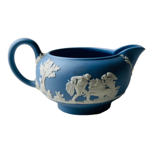 Wedgwood Jasperware Milk Jug in Classical Blue With White Neoclassical Relief