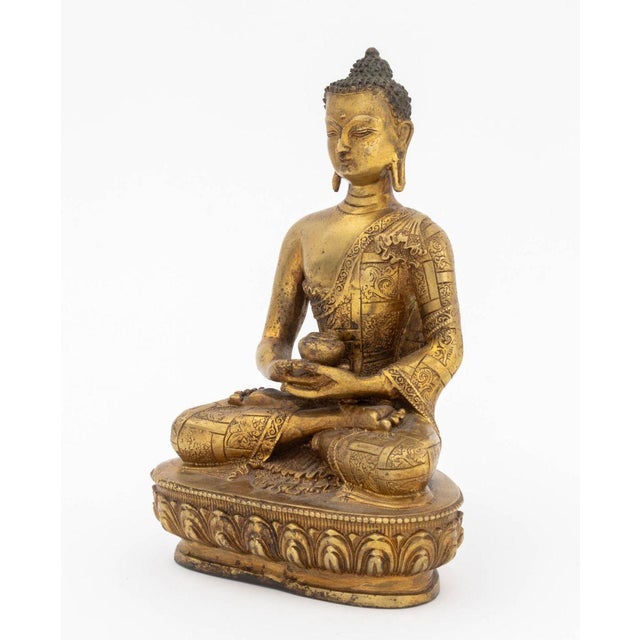 Tibetan Amitabha Gilt Bronze Sculpture For Sale In New York - Image 6 of 9