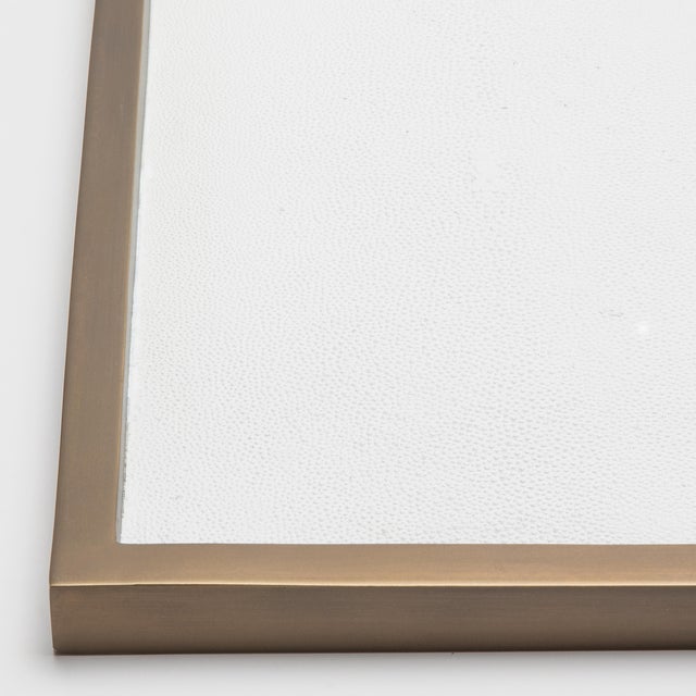 Large Square Tray in White Shagreen With Bronze Patina Brass by Kifu Paris For Sale In Los Angeles - Image 6 of 6