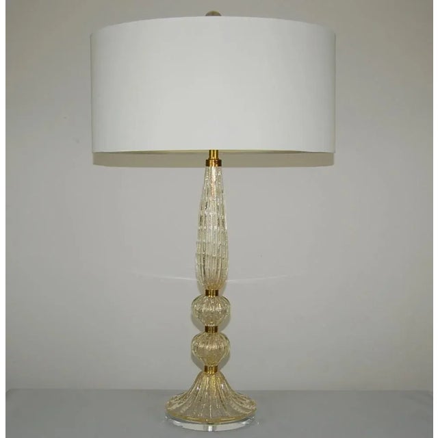 Mid-Century Modern Vintage Murano Glass Lamps Gold For Sale - Image 3 of 10