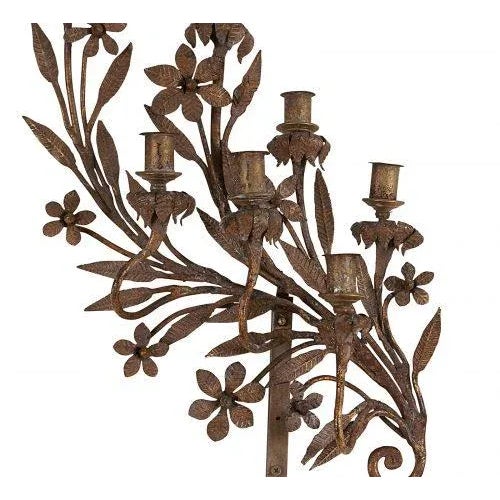 Hollywood Regency Spanish Wrought Iron & Gilt Candelabras - a Pair For Sale - Image 3 of 5