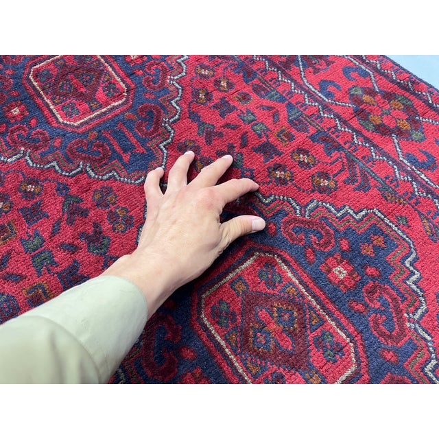 Long Red and Navy Tribal Medallion Runner Rug, 2'7" X 18'5" For Sale - Image 9 of 15