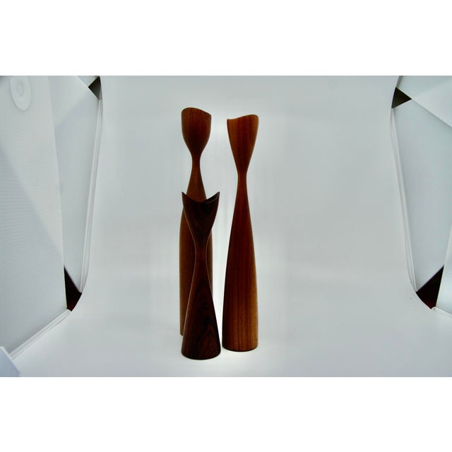 Danish Teak and Rosewood Candlesticks, 1960, Set of 3 For Sale - Image 4 of 7