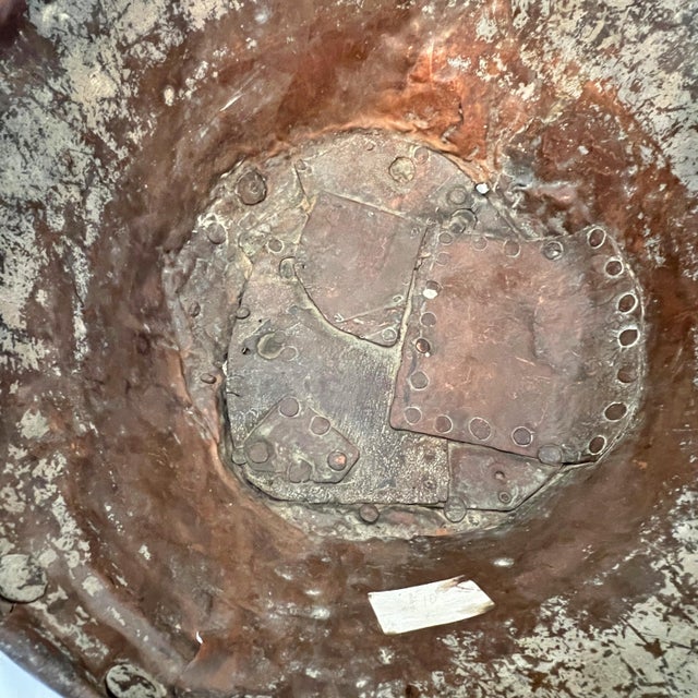 19th Century Monumental Hand-Hammered Primitive Copper Basin For Sale - Image 12 of 16