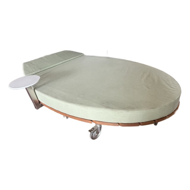 Custom Palms Hotel Las Vegas Daybed – Sculptural Oval Form With Integrated Side Tables & Caster Base For Sale