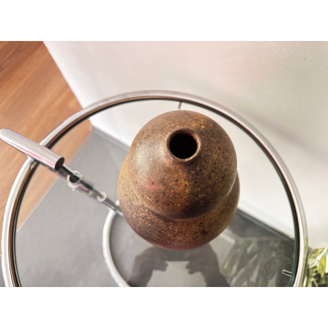 Bilobed stoneware vase with a Japanese-style floral neck in perfect condition This piece has an attribution mark, I am...
