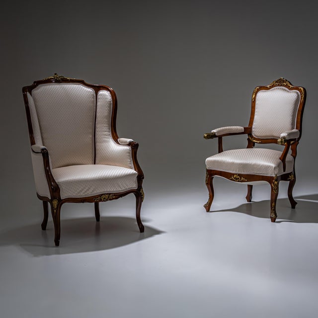 Antique Louis XV Style Armchair, 1880 For Sale - Image 4 of 6