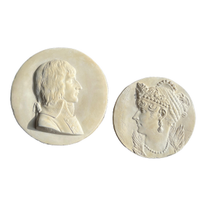 1950s Napoleon and Josephine Bonaparte Plaster Medallion Plaques - a Pair