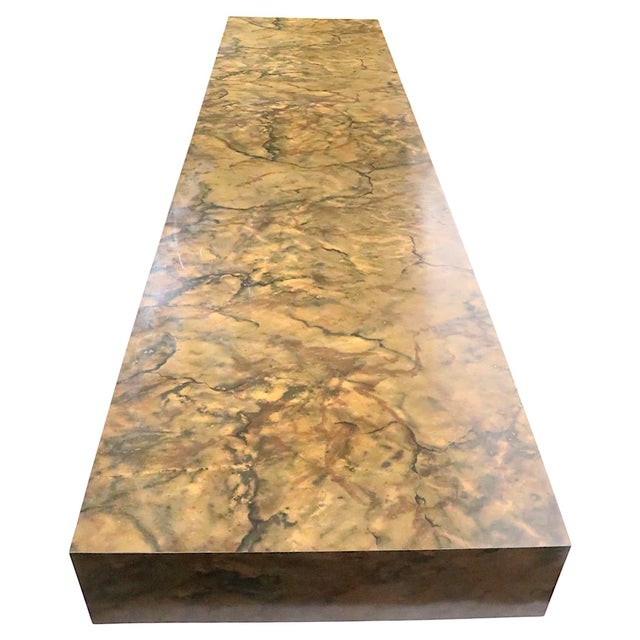 Milo Baughman Mid Century Faux Burl Formica Console Table c.1970's For Sale - Image 4 of 10