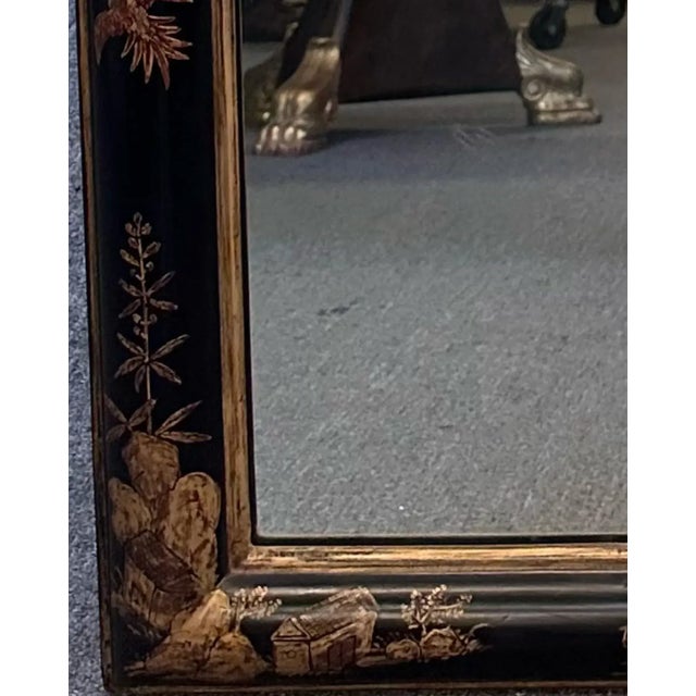 Chinoiserie 18th C Style Burton-Ching Charles II Black Chinoiserie Regency Mirror For Sale - Image 3 of 3