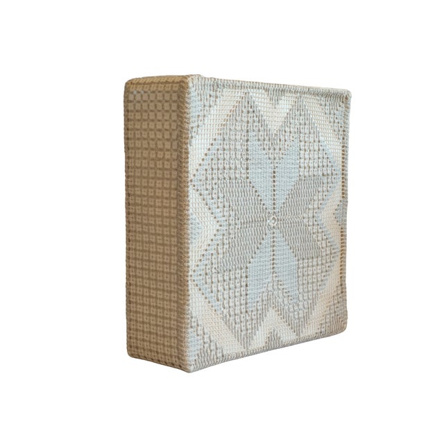 1960s Swedish Designer Embroidery Fabric Wall Light For Sale - Image 4 of 10