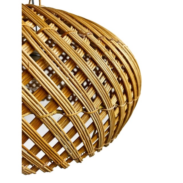 Tan Wicker Dome Pendant Light Medium For Sale - Image 8 of 10