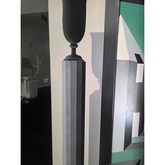 Vintage Post Modern Monumental Room Divider Folding Screen Art Deco Surrealist For Sale - Image 14 of 18