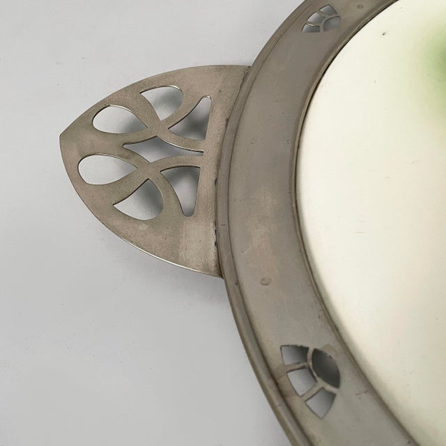 Metal German Art Deco Tray in Ceramic and Metal with Flowers, 1930s For Sale - Image 7 of 16