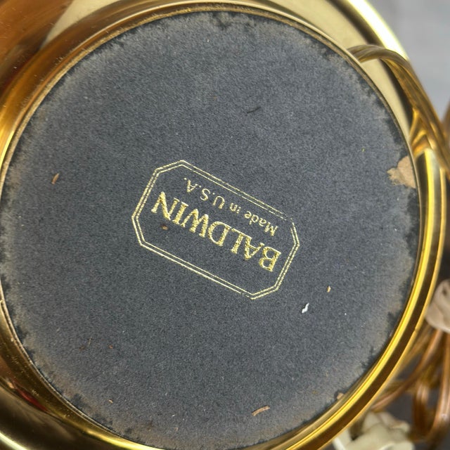 Brass Vintage Baldwin Solid Brass Bouillotte 2 Arm Candlestick Table Lamp For Sale - Image 8 of 8