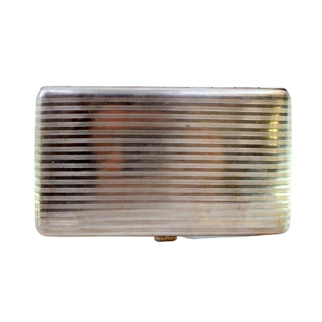 Silver Silver Cigarette Case with Top Trim and Gilt Interior For Sale - Image 8 of 8
